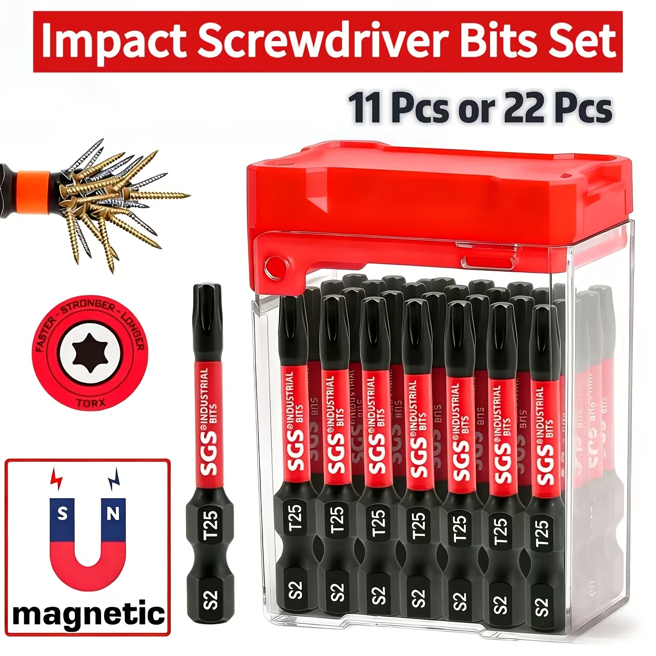 Magnetic Drill Press - Jeu de 11/22 embouts de tournevis