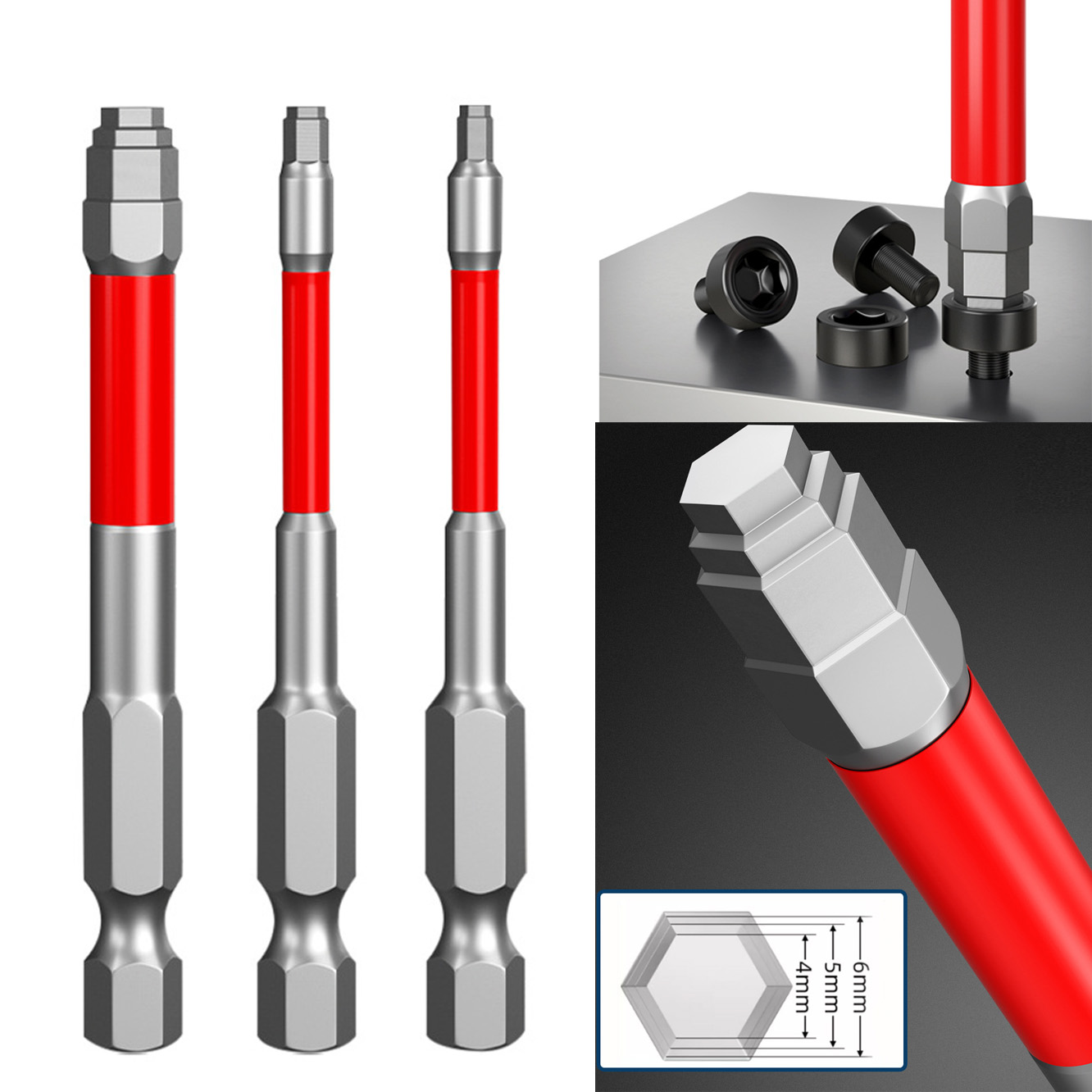 Magnetic Drill Press - Embouts de tournevis hexagonaux plaqués titane