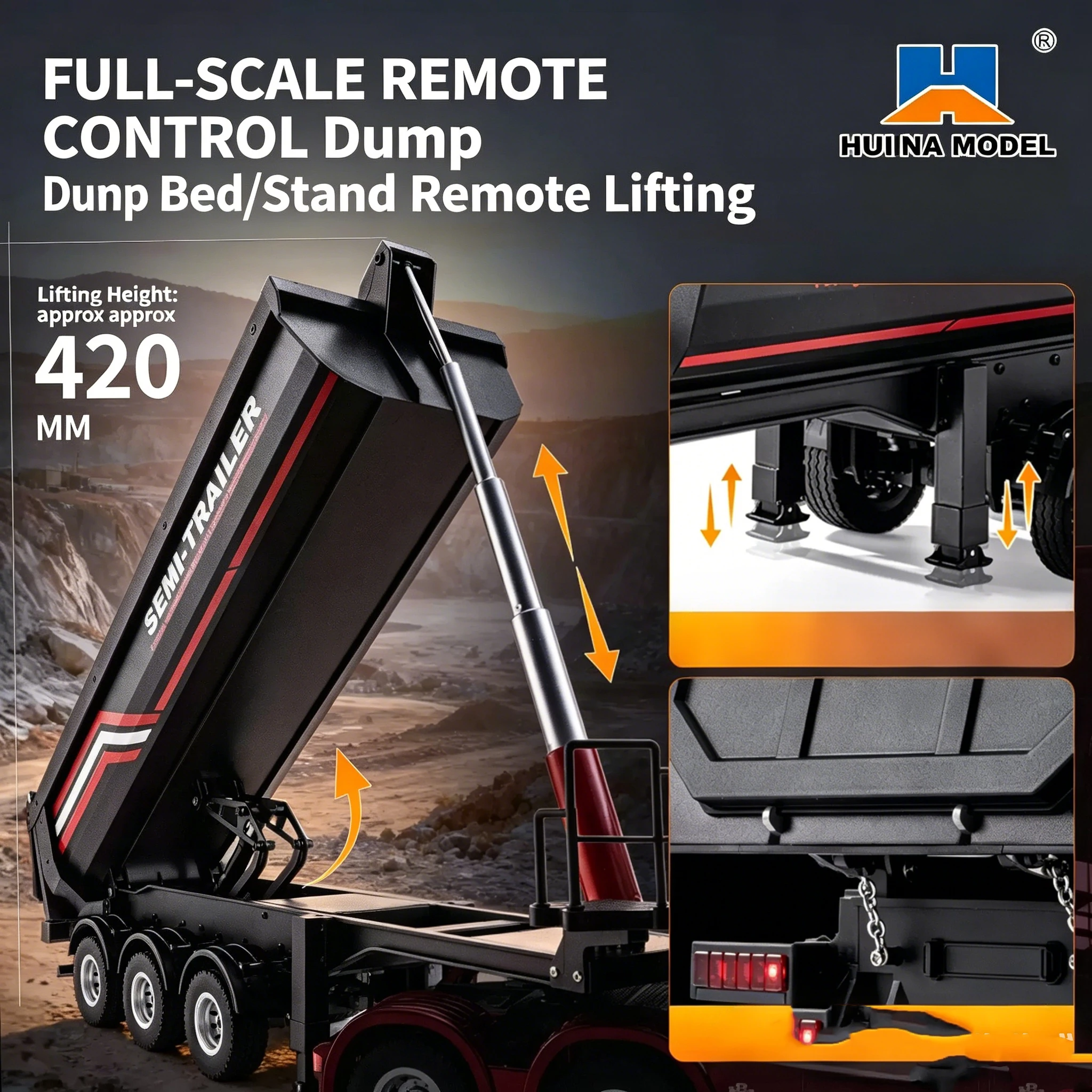 Semi-remorque HUINA 1509 1/18  - Dump Truck Toy avis et prix
